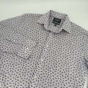 Bonobos Men's 15.5 32 Purple Slim Fit Origami All Over Print Dress Shirt L/S EUC